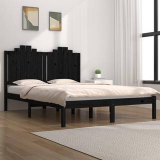 sengeramme 140x190 cm massivt fyrretræ sort