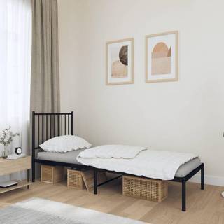 sengeramme med sengegavl 75x190 cm metal sort