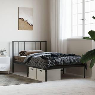 sengeramme med sengegavl 90x190 cm metal sort
