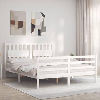 sengeramme med sengegavl 160x200 cm massivt træ hvid