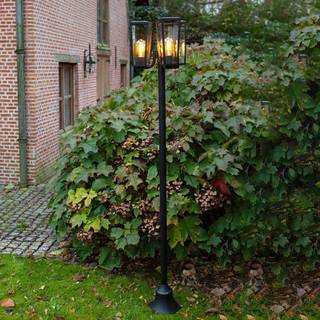 LUTEC PINE lygtepæl, 3 lyskilder, H198,6 cm, E27, IP44, sort