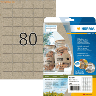 Herma etiket Silphie 35,6x19,6mm i kraftpapir, 80 etiketter pr ark, 20 ark, genbrugspapir