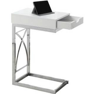 Monarch Specialiteter 3170 C-formet slutside snack opbevaring stue sovev?relse laminat blank hvidt moderne accent bord-krom metal skuffe 10.25 """"