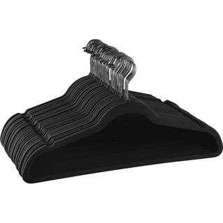 Elama Home 30 Piece Velvet Slim Profile Heavy Duty Følte bøjler med rustfrit stål drejelige kroge i sort 30 stk