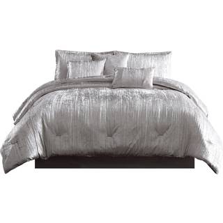 6 Piece Twin Comforter Set med skimrande överklagande silver
