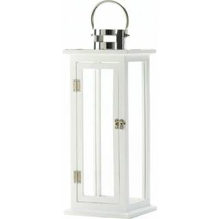 White Wood Candle Lantern - 20,5 inches
