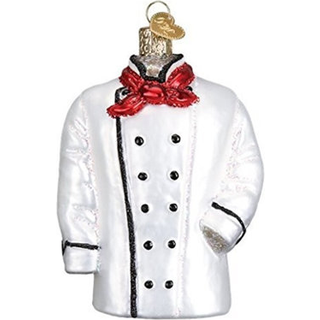 Old World Christmas Chef's Coat Glass Blown Ornament för julgran 4x4