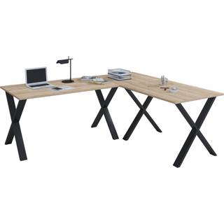 Lona hjørneskrivebord 220x160x80 cm X-stel Sonoma eg dekor, sort.