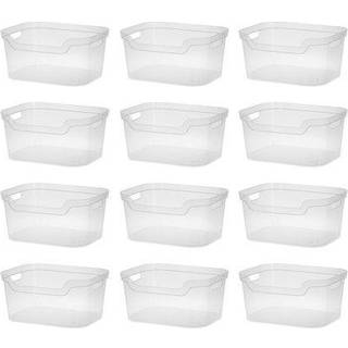 Sterilit 7 x 11 x 14,25 tommer poleret ?ben scoop frontopbevaringsbakke med behagelig transport gennem h?ndtag til husholdningsorganisation Clear