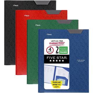 Femstjernede 2 lomme mapper 4 pakker plastmapper med opholdsstik-faner og spids fastg?relseselementer holder 8-1/2 """" x 11 """" Paper Writable Labe