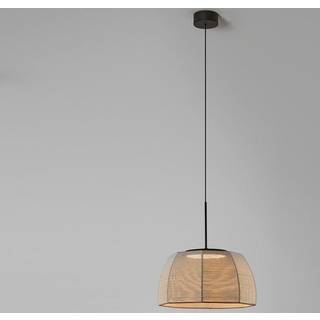 Bover LED-hængelampe Tanit, Ø 43 cm, sort/beige, stof
