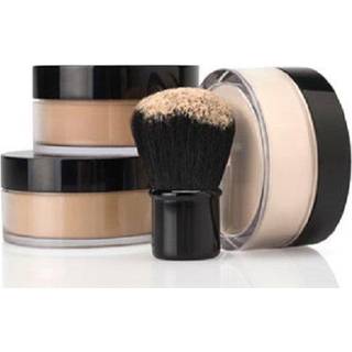 4 pc i fuld størrelse kit (varm skygge) mineral makeup matte gennemskinnelig løs fundament kabuki børste concealer efterbehandlingsindstilling