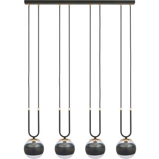 Hængelampe Linear, sort/klar, 4 lyskilder