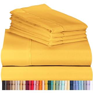 Luxclub Bed Linen Set 6pc King Microfiber Sheets Medallion Gold Deep Pockets Wrinkle Free Cooling Hypoallergenic