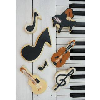 R&M International Musical Cookie Cutters Piano 3 Music Notes G Clef Guitar Violin 6-Piece Set