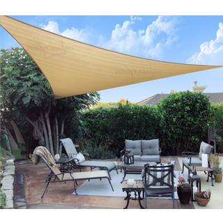 Sunny Guard Sun Shade Sail 12'X12'X12 'Triangle Sand UV Block Sunshade til baghaven g?rdd?k g?rdhave udend?rs aktiviteter og facilitet (vi laver
