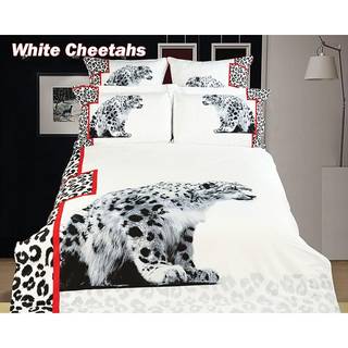 White Cheetahs 4 Piece tema Sängkläder Twin Size 100% Cotton Däcke Cover - Set in Present Box av Dolce Mela DM431T
