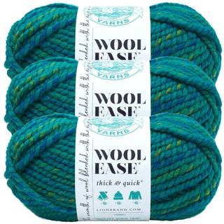 Lion Brand Yarn Wool-ease tyk og hurtig garn bl?d og volumin?s garn til strikning af h?kling og h?ndv?rk 3 pakke bluegrass