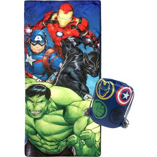 Jay Franco Marvel Avengers Battle Formation Slumber Sack - Cosy & Warm Kids Letvægt Slumber Bag/sovepose - Med Captain America Iron Man Black Pan