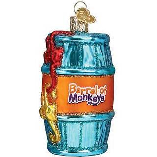 Old World Christmas Ornamenter Hasbro Barrel of Monkeys Glass bl?st ornamenter til juletr?