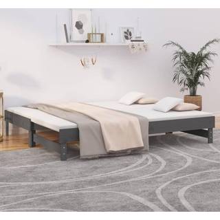 daybed med udtræk 2x(80x200) cm massivt fyrretræ grå