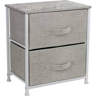 Sorbus natbord med 2 skuffer - Sengemøbler Sluttabellen Natstativ med stålramme Træ Top & Easy Pull Fabric Bins - Lille kommode og bryst til tilb