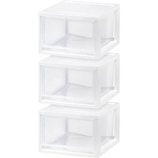 Iris USA 14.5 Qt. Plastskuffe opbevaringsarrang?r stabling skuffer 3-pack stable enhed med glidende skuffe til t?j sovev?relse k?kken under vaske