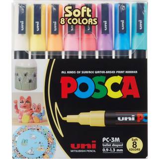 POSCA marker sæt Soft farver, PC-3M 8 ass.