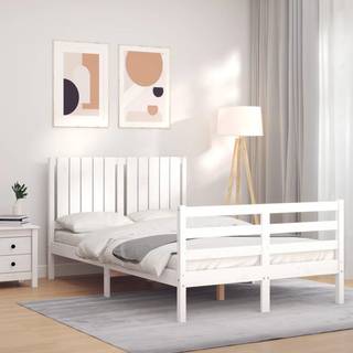 sengeramme med sengegavl 120x200 cm massivt træ hvid