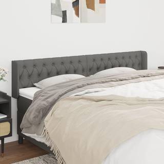 sengegavl med kanter 203x16x78/88 cm stof mørkegrå