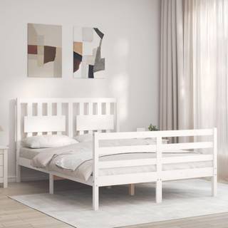 sengeramme med sengegavl 140x200 cm massivt træ hvid