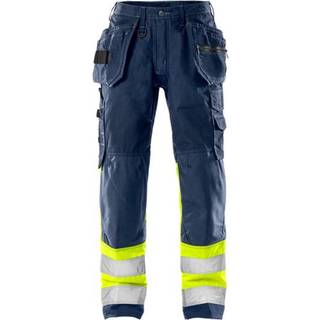 Fristads 131157 Hi Vis Håndværkerbukser dame kl. 1 2172 NYC / Arbejdsbukser Hi-Vis gul/Marine 34
