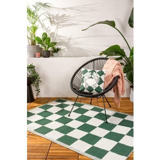 Furn Furn Green Checkerboard Outdoor Rug