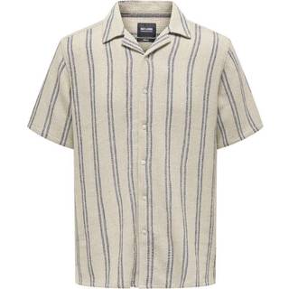 ONLY & SONS Trev Reg Structure Stripe SS Shirt Vintage Khaki