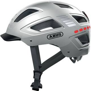 ABUS Hjelm Hyban 2.0 LED i Signal Silver L - Robust Cykelhjelm med Integreret LED-Lys og Justeringssystem, Velegnet til Hestehale