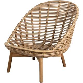 Cane-Line - Hive loungestol med ben af teaktræ - Naturlig vævning i stok - Udendørs lænestole - Metal/Tekstilmateriale