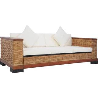 3-personers sofa med hynder naturlig rattan brun