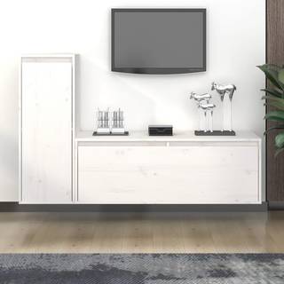 tv-skabe 2 dele massivt fyrretræ hvid
