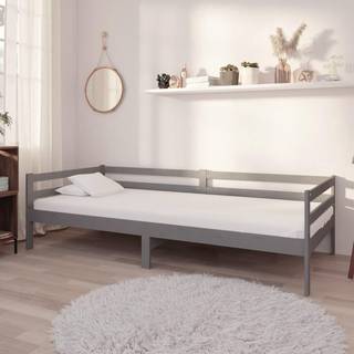 daybed med madras 90x200 cm massivt fyrretræ grå
