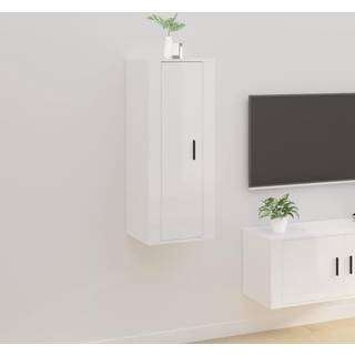 væghængt tv-skab 40x34,5x100 cm hvid højglans