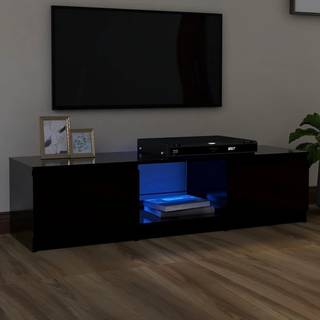 tv-bord med LED-lys 140x40x35,5 cm sort