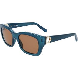 Ferragamo Kvinde SF1012S 414 Solbriller Acetat Blå Brun Firkantet