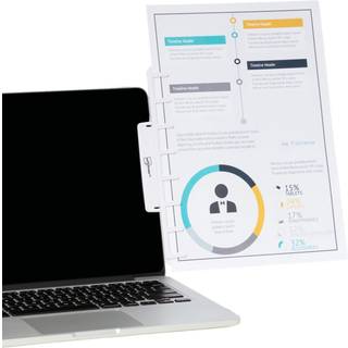 Note Tower Monitorbeslag hvid: Clip-On-dokumentholder og klisterlapper-organisation til bærbare og stationære skærme