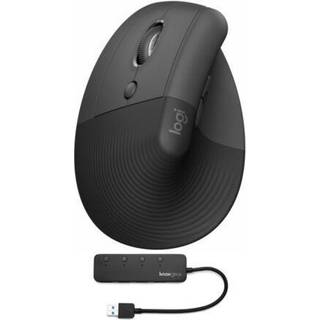 Logitech Lift Left Vertical - Graphite - Ergonomisk mus - Optisk - 6 knapper - Sort