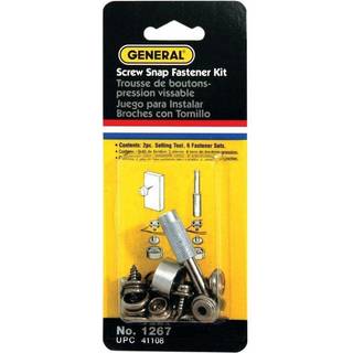 Generelle v?rkt?jer 1267 Skrue Snap Fastener Kit med 6 fastg?relsesmidler s?lv