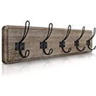 Rustik frakke rack med 5 kroge - forvitret brun v?gmonteret 24 """" frakke rack - solid fyrretr? indgangsb?jle til h?ngende t?j hatte pungtaster -
