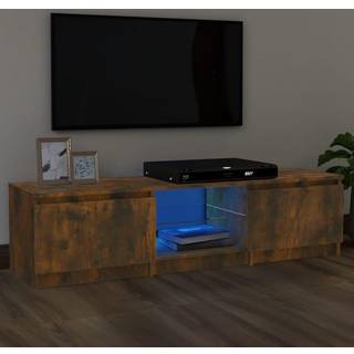 tv-bord med LED-lys 140x40x35,5 cm røget egetræsfarve
