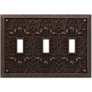 Amerelle 65Tttdb Filigran Wallplate 3 Toggle Cast metal Aged Bronze 1-Pack