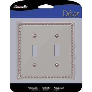 Amerelle 74ttbn Imperial Bead Wallplate 2 Toggle støbt metal børstet nikkel 1-pakke