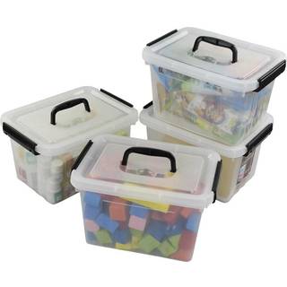 Ggbin 6 Quart Clear Latch -opbevaringsboks med sort h?ndtag og l?se - 4 Pack